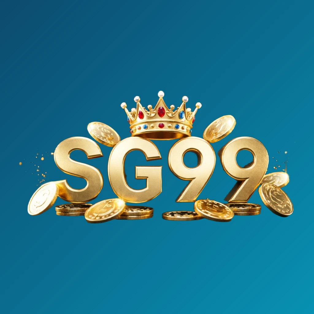 SG99 casino-style logo with golden letters, a crown element, and sparkling coins, creating a luxury gaming atmosphere on a transparent background, designed as a horizontal rectangular wordmark for website header SG99 casino-style logo with golden letters, a crown element, and sparkling coins, creating a luxury gaming atmosphere on a transparent background, designed as a horizontal rectangular wordmark for website header